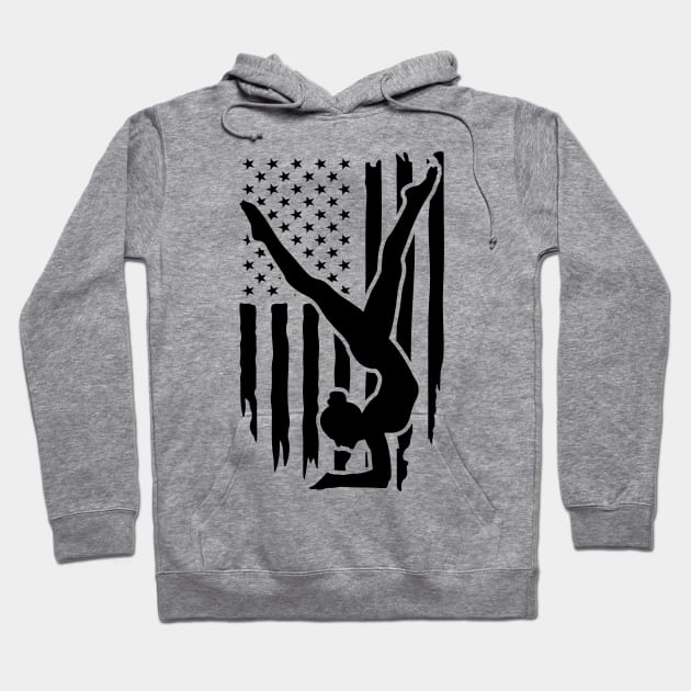 USA American Flag Gymnastics T-Shirt Hoodie by SeleART